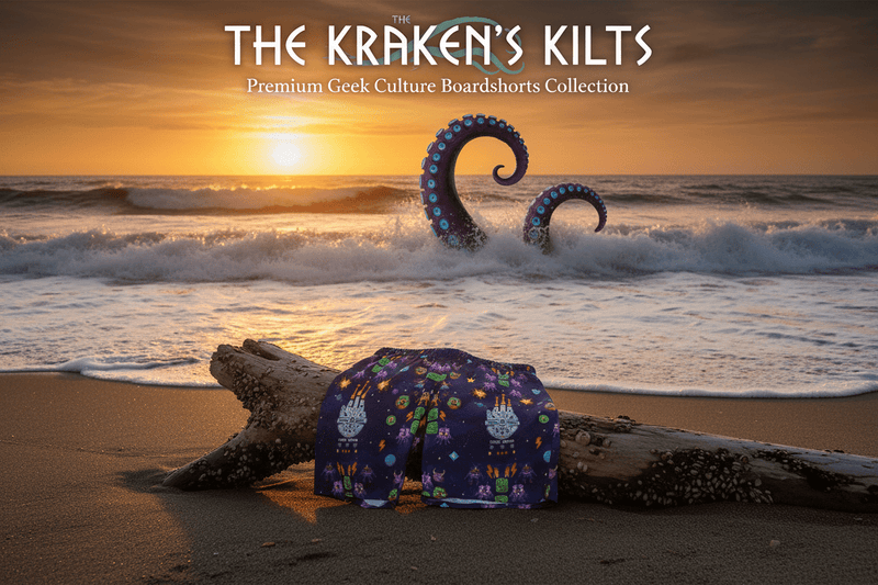 The Kraken's Kilts: Geeky & Fantasy Boardshorts - Caster Coast