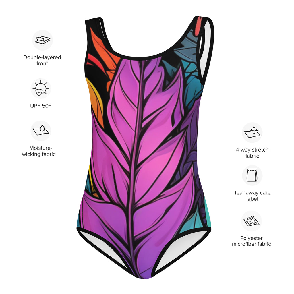 Flashy Leaves All - Over Print Kids Swimsuit - Caster Coast