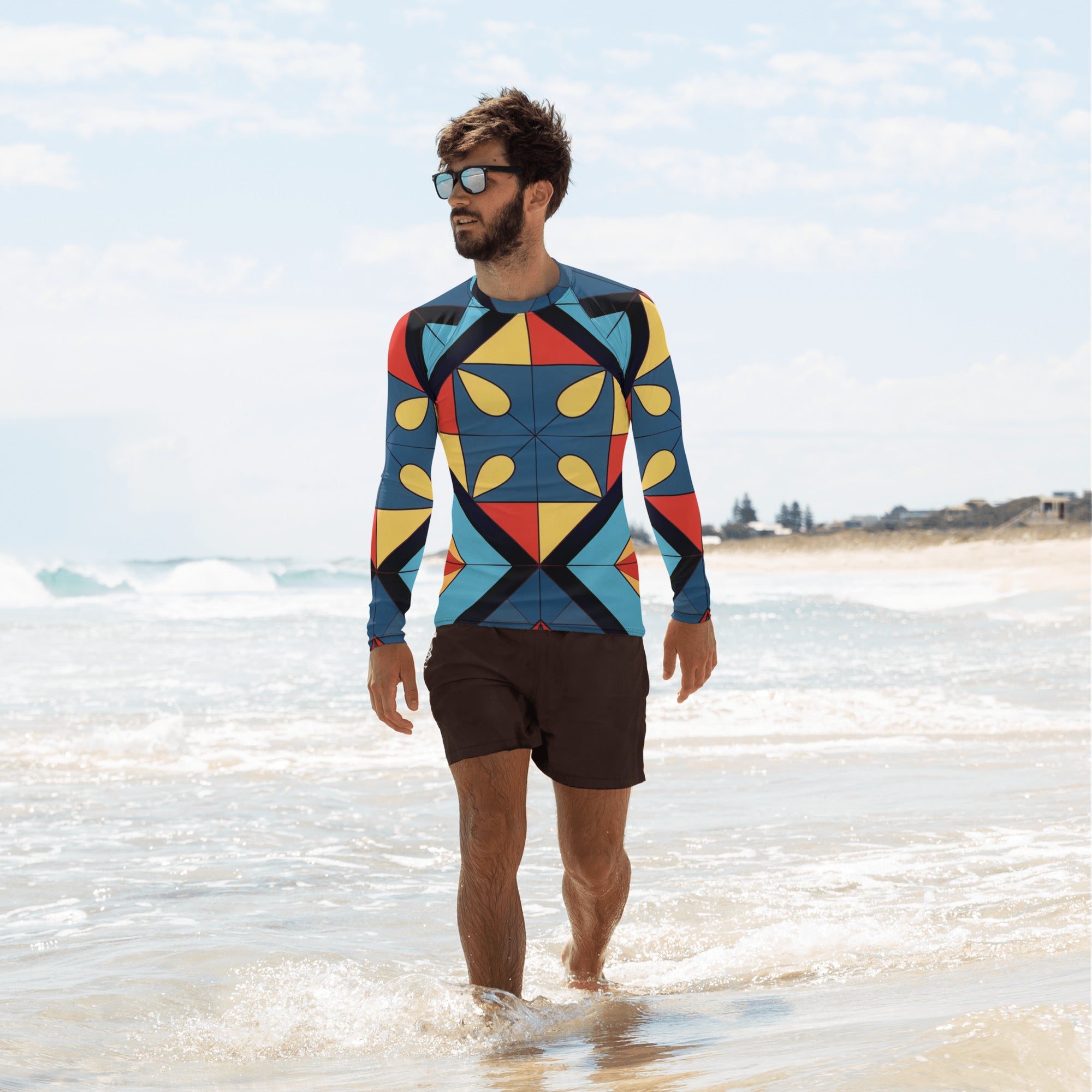 Abstract Super Men's Rash Guard - Caster Coast