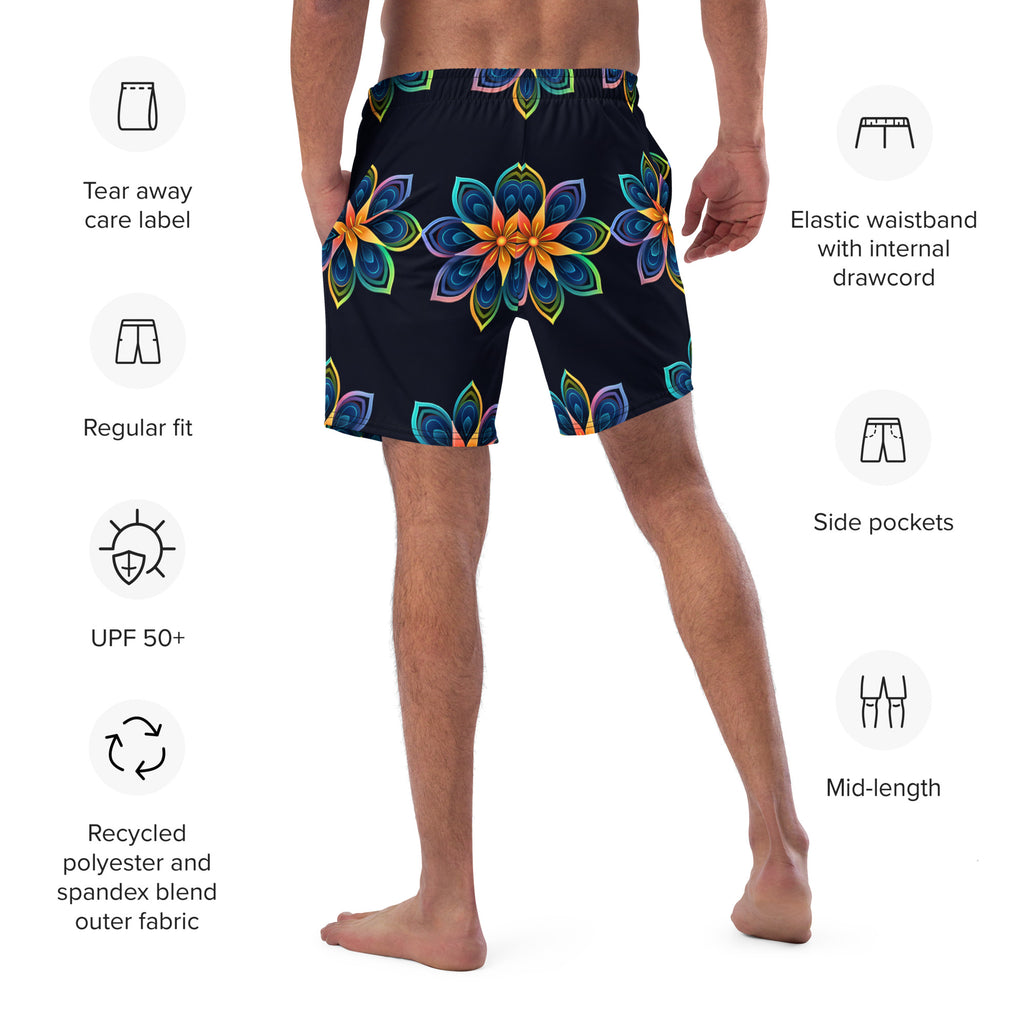 Flower Fun Swim Trunks | Colorful Floral Boardshorts for Men - Caster Coast