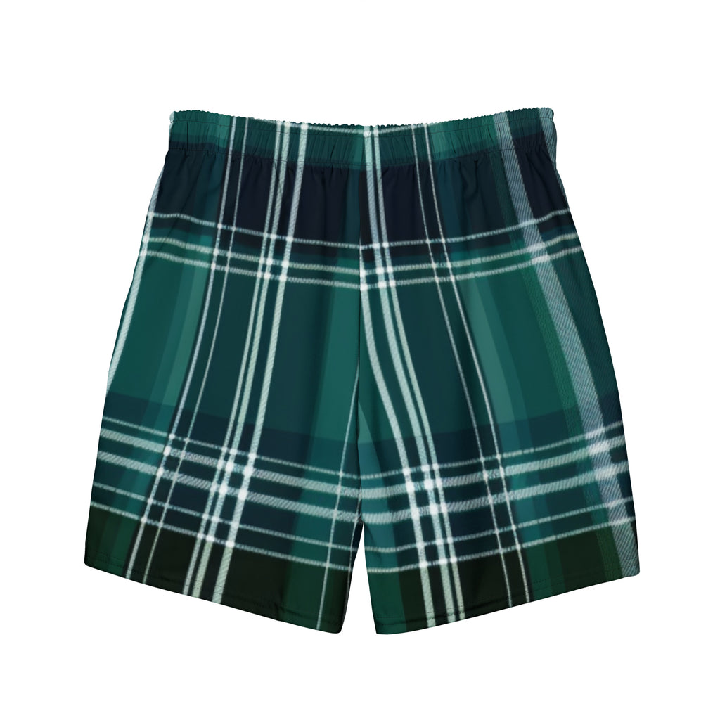 Forest Tartan Swim Trunks | Plaid Pattern Boardshorts for Men - Caster Coast