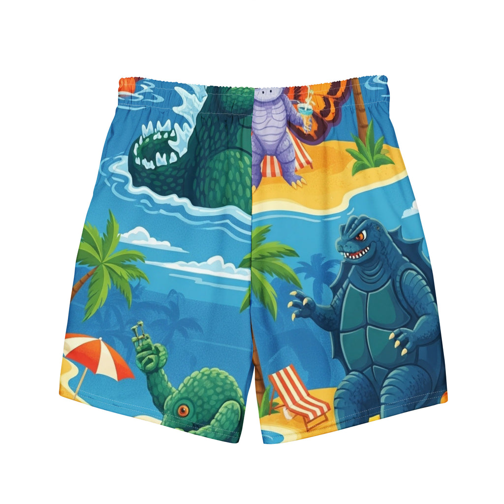 King of the Monsters Beach Party Boardshorts | Funny Godzilla Swimwear - Caster Coast