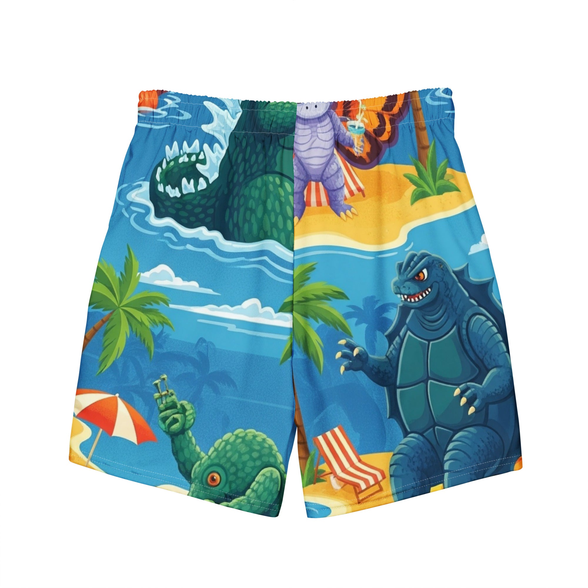 King of the Monsters Beach Party Boardshorts | Funny Godzilla Swimwear - Caster Coast