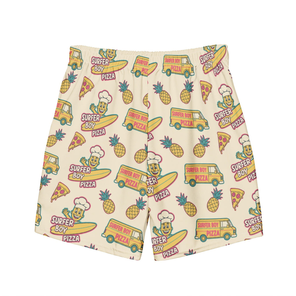 Surfer Boy Pizza Boardshorts | Funny Stranger Things Inspired Fan Gear - Caster Coast
