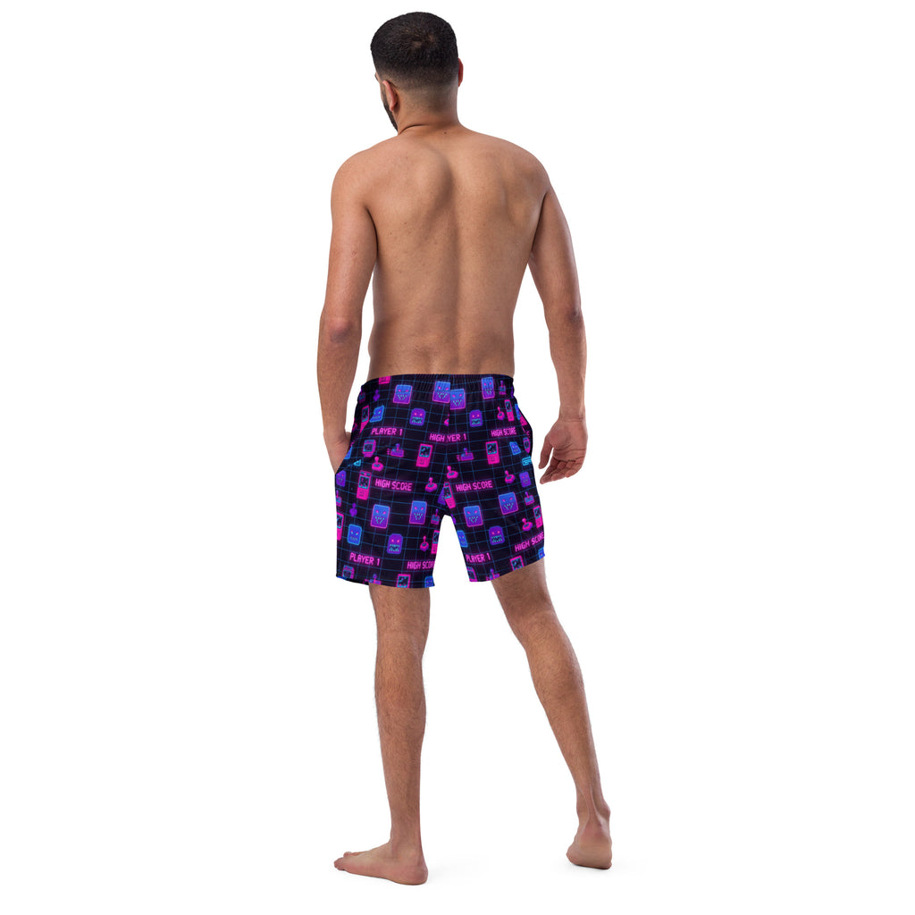 Palace Arcade Boardshorts | Stranger Things Inspired Retro '80s Swim Trunks - Caster Coast