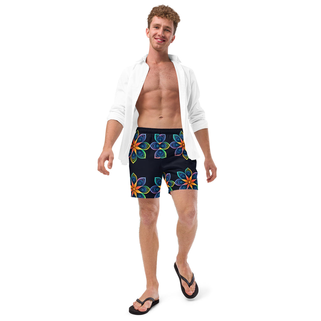 Flower Fun Swim Trunks | Colorful Floral Boardshorts for Men - Caster Coast