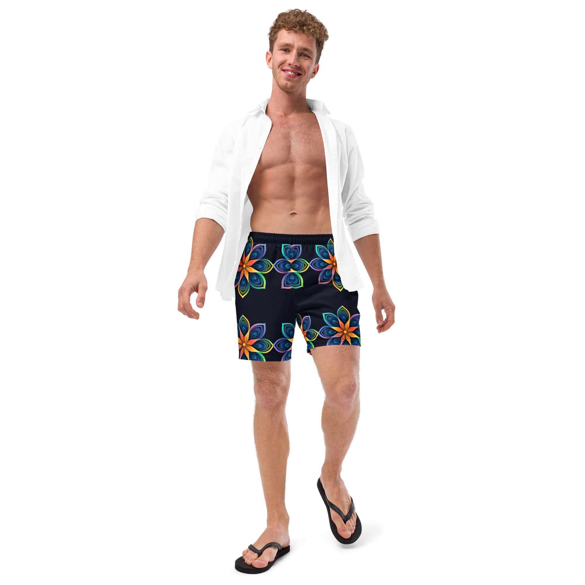 Flower Fun Swim Trunks | Colorful Floral Boardshorts for Men - Caster Coast