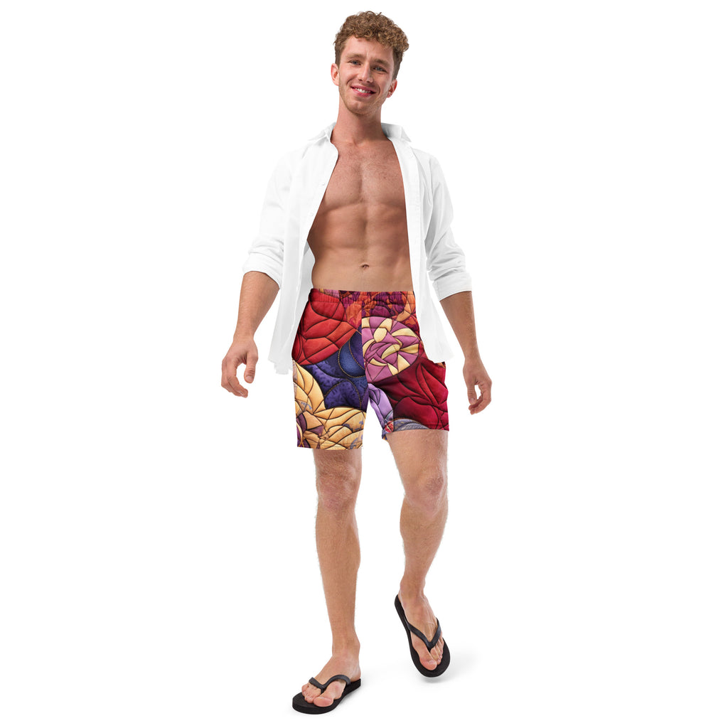Grandma's Quilt Swim Trunks | Cozy Pattern Boardshorts for Men - Caster Coast