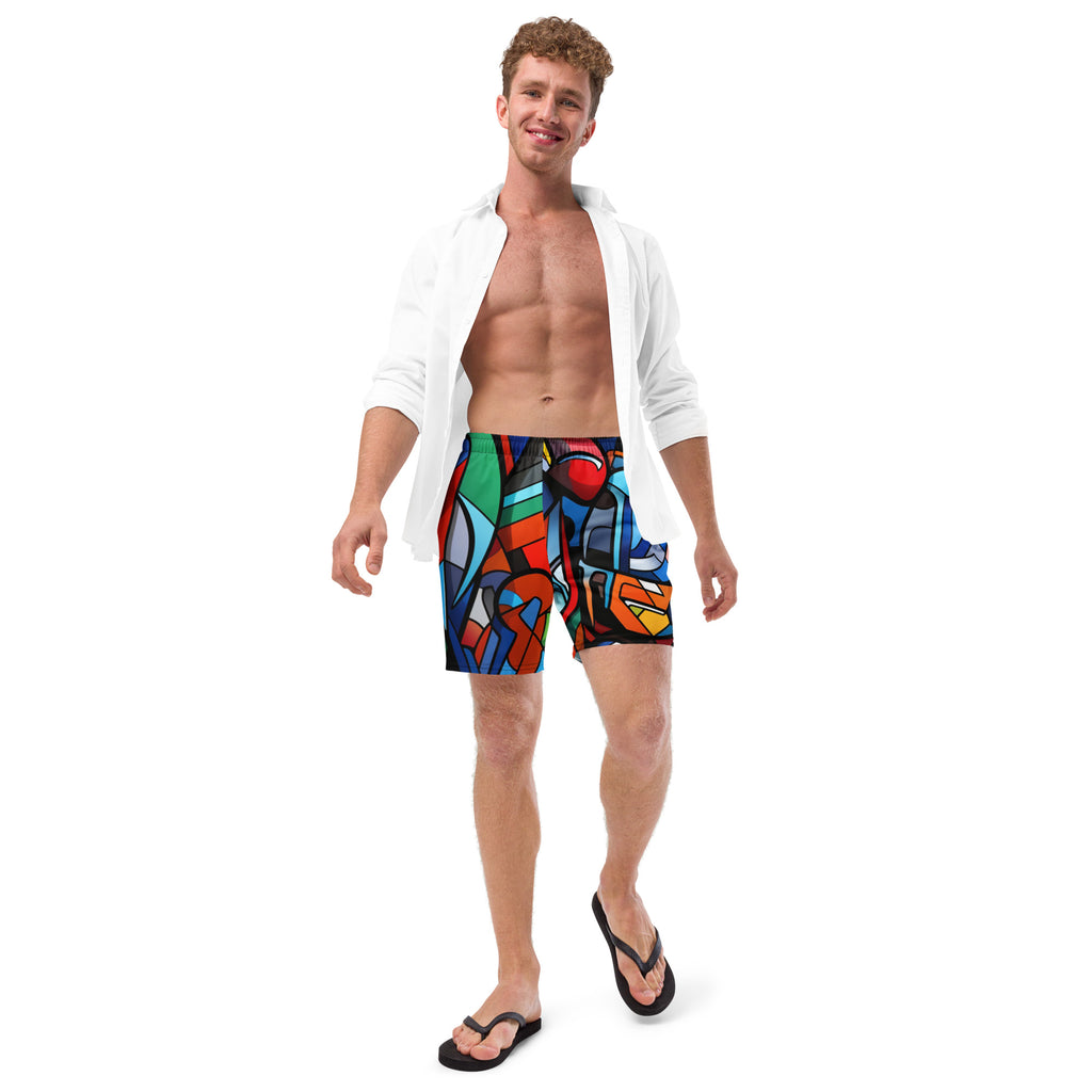 Abstract Heroes Swim Trunks | Superhero Art Boardshorts for Men - Caster Coast