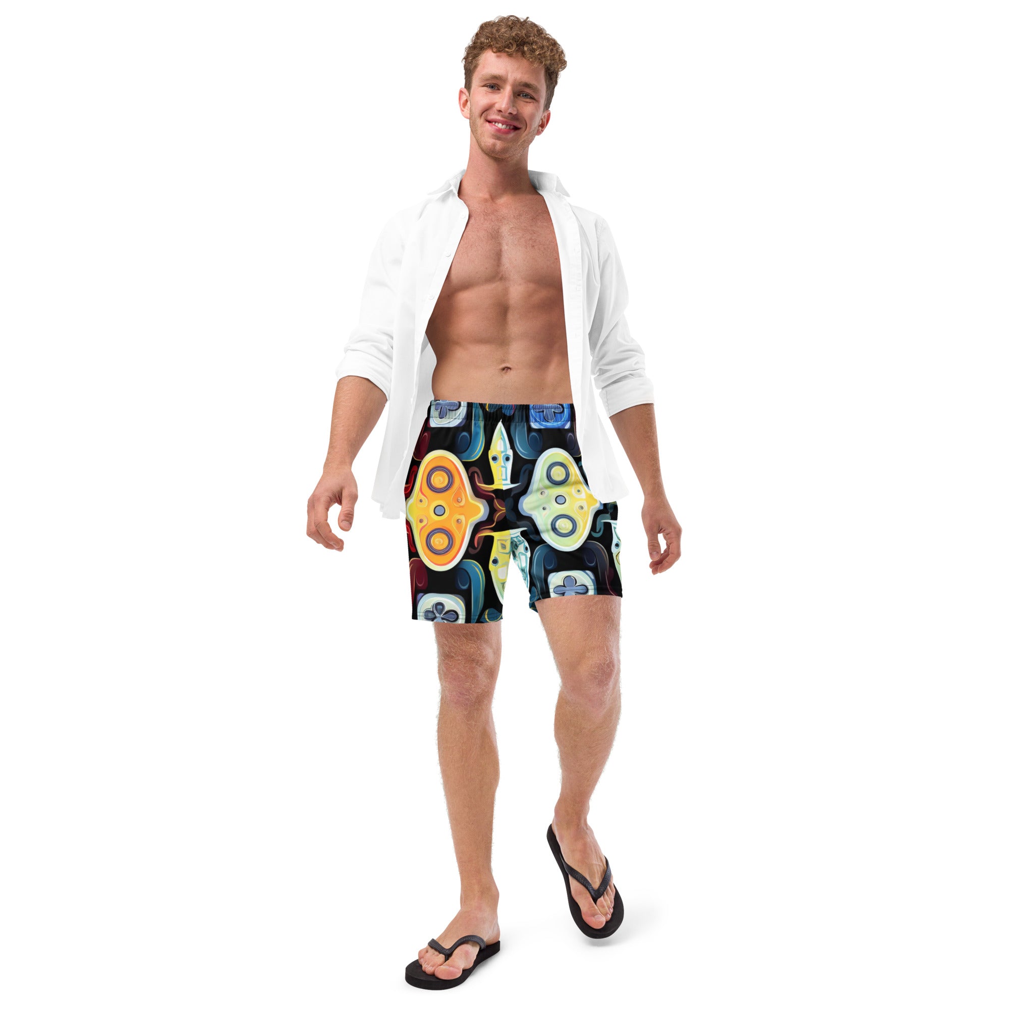 Abstract Gamer Swim Trunks | Gaming Art Boardshorts for Men - Caster Coast