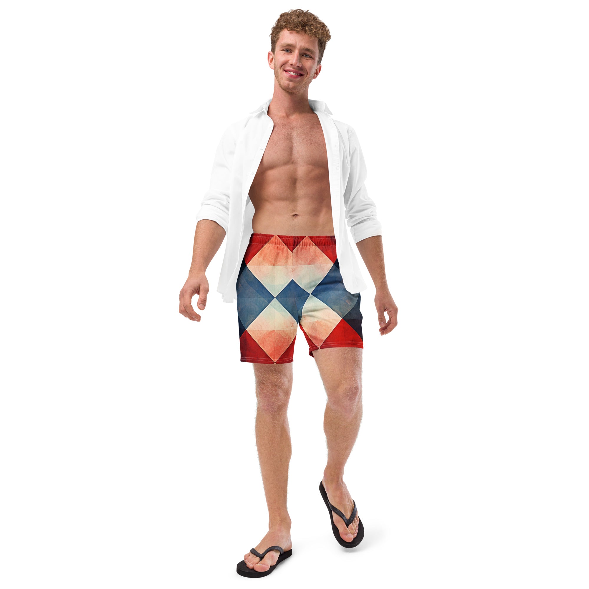 Mr. Argyle Swim Trunks | Classic Pattern Boardshorts for Men - Caster Coast
