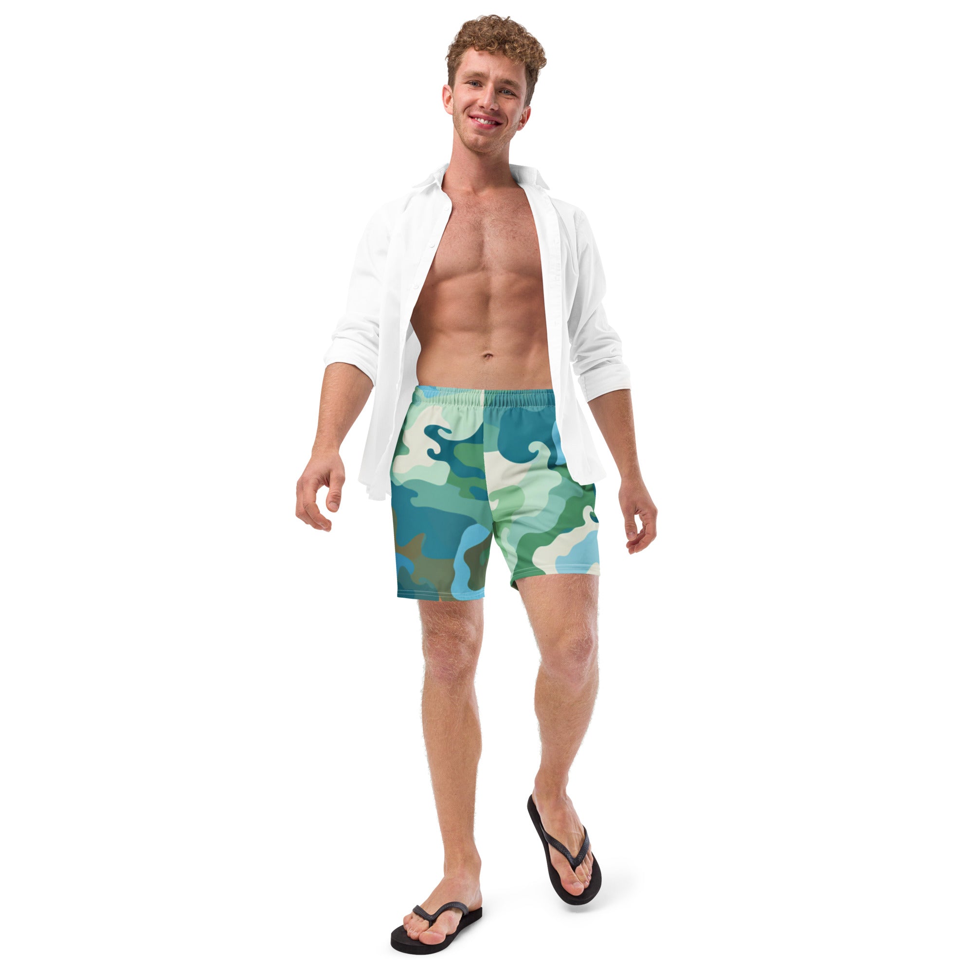 Summer Camouflage Swim Trunks | Tropical Camo Boardshorts for Men - Caster Coast