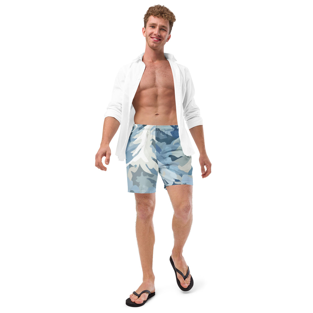 Winter Camo Swim Trunks | Arctic Camouflage Boardshorts for Men - Caster Coast