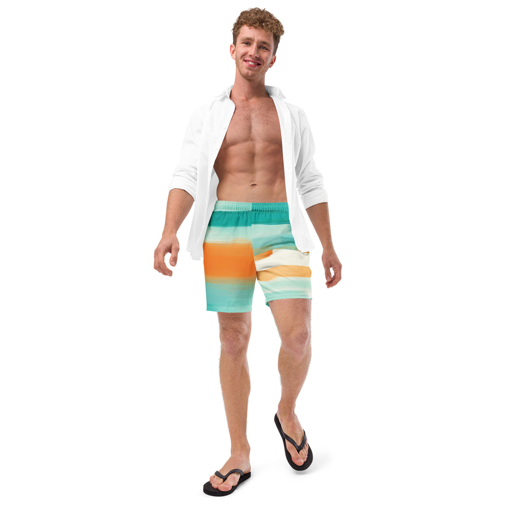 Striped Dolphin Swim Trunks | Nautical Boardshorts for Men - Caster Coast