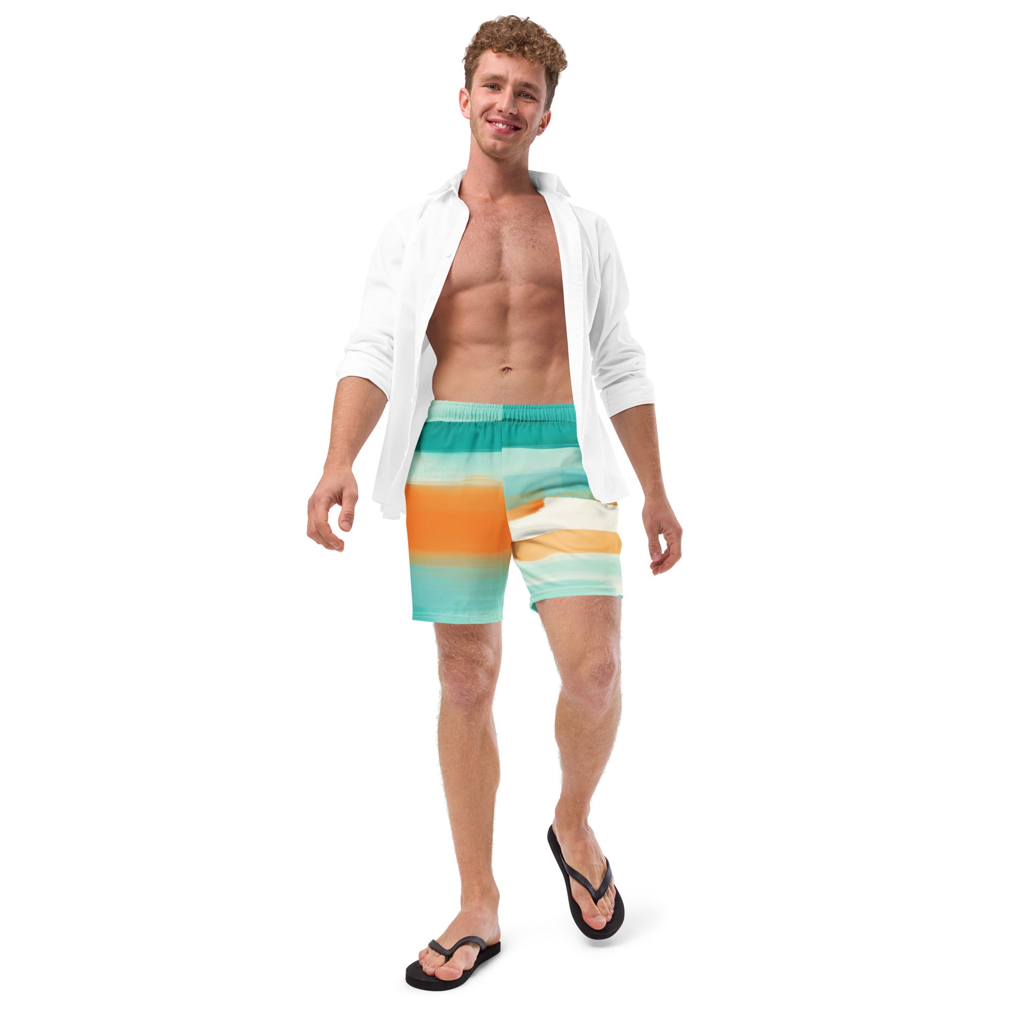 Striped Dolphin Swim Trunks | Nautical Boardshorts for Men