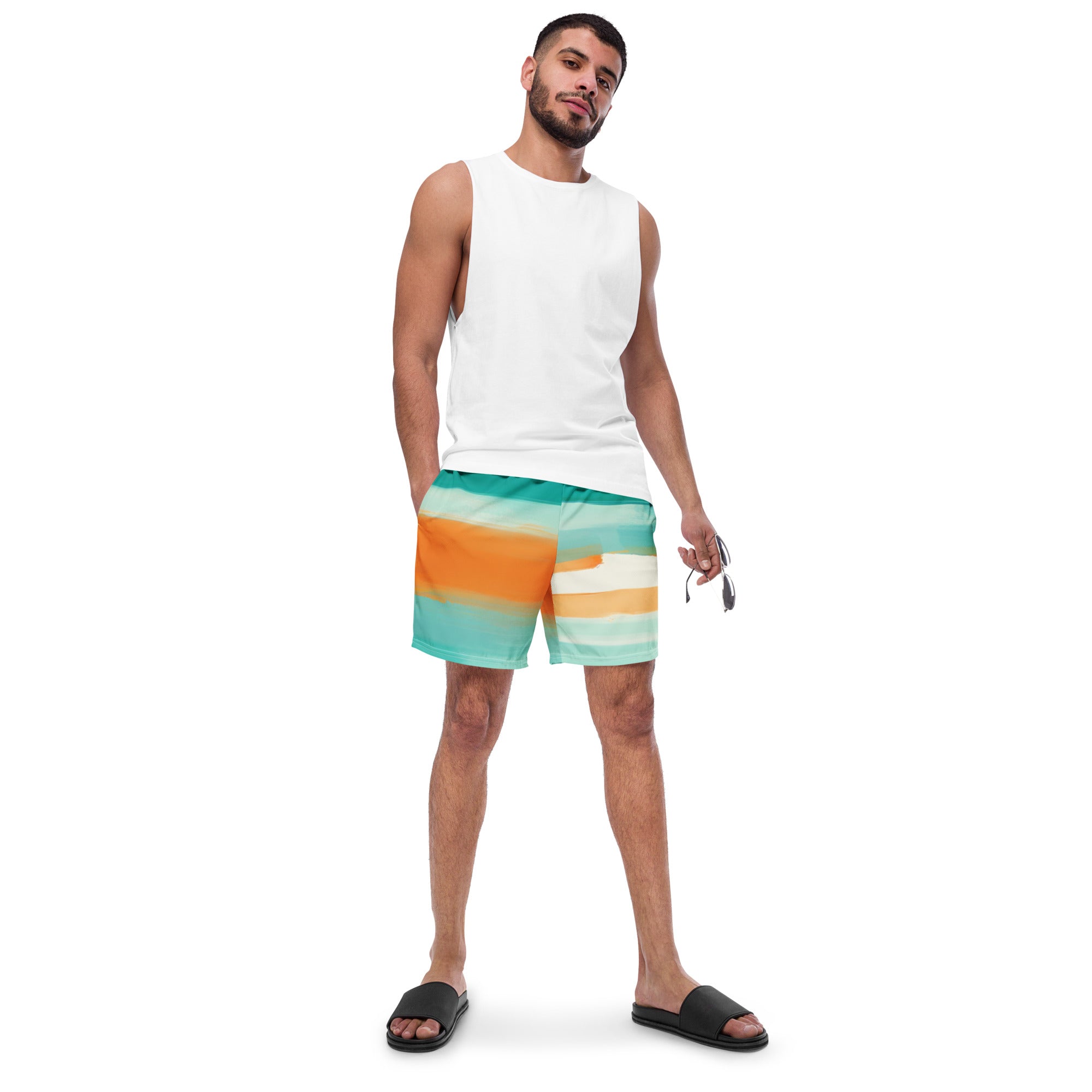 Striped Dolphin Swim Trunks | Nautical Boardshorts for Men