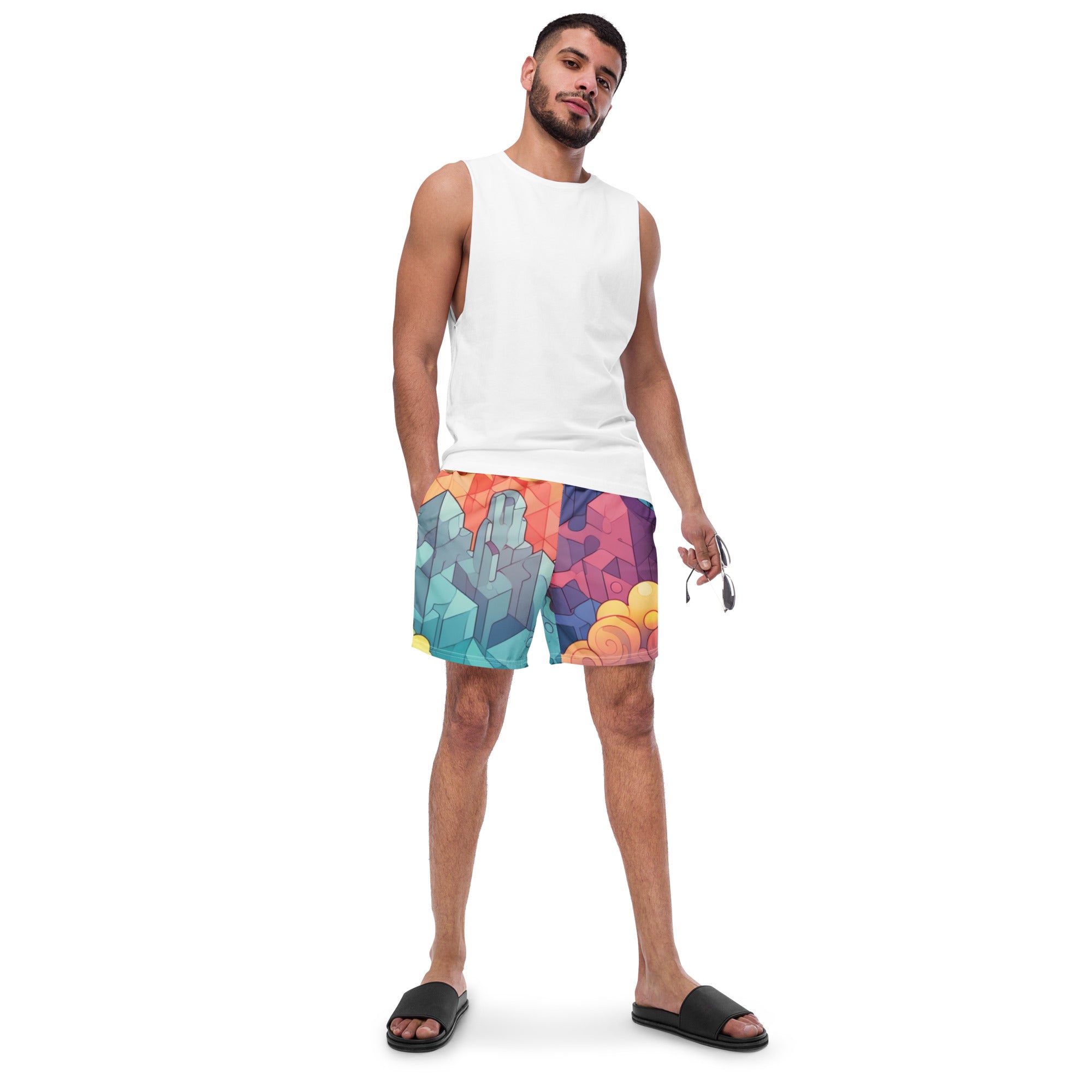 Crystal Cave Swim Trunks | Fantasy Gemstone Boardshorts for Men - Caster Coast