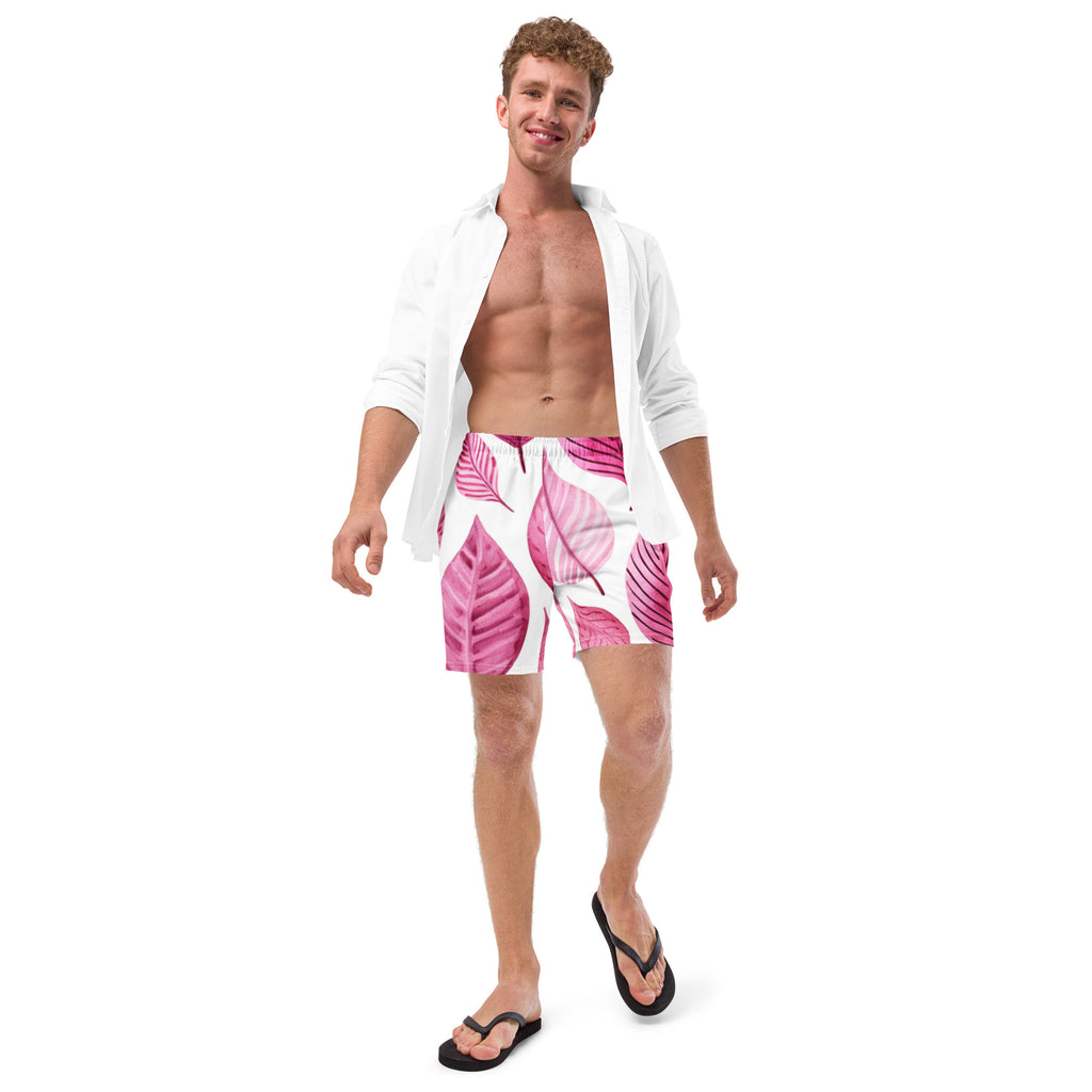 Pink Palm Swim Trunks | Tropical Boardshorts for Men - Caster Coast