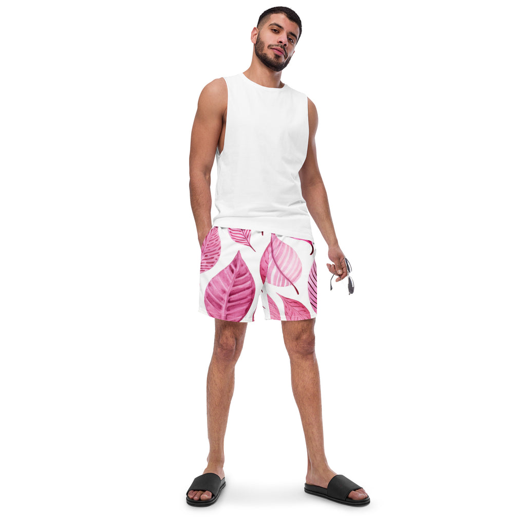 Pink Palm Swim Trunks | Tropical Boardshorts for Men - Caster Coast