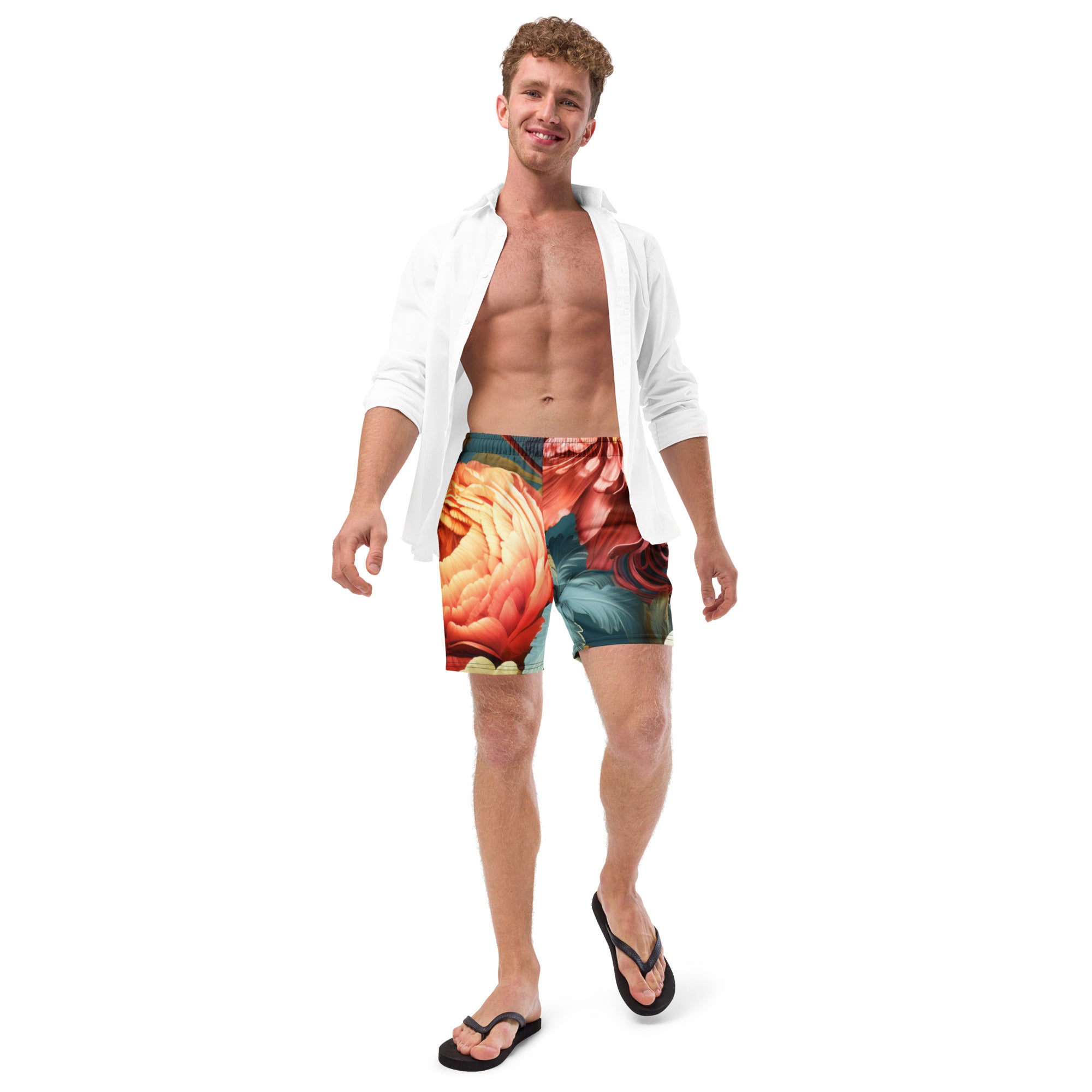 Flashy Floral Swim Trunks | Bold Tropical Boardshorts for Men - Caster Coast