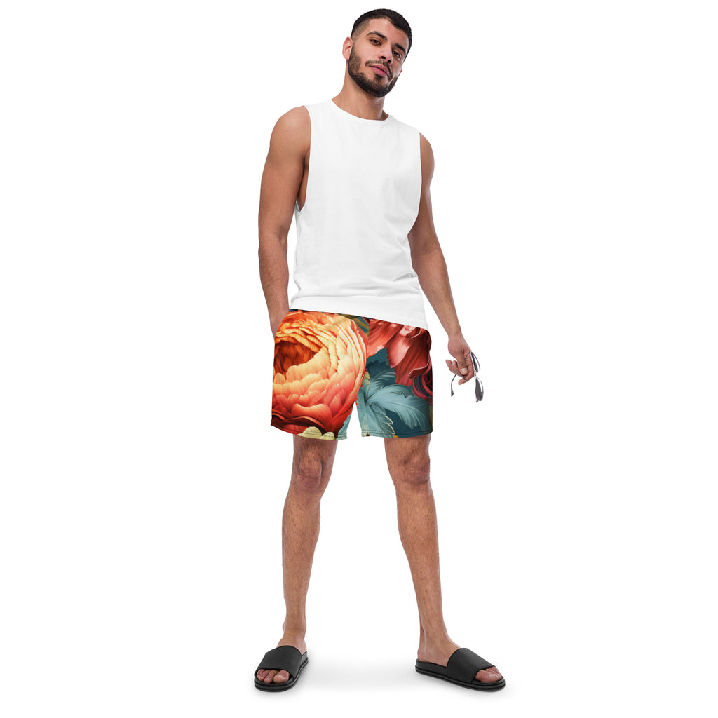 Flashy Floral Swim Trunks | Bold Tropical Boardshorts for Men - Caster Coast