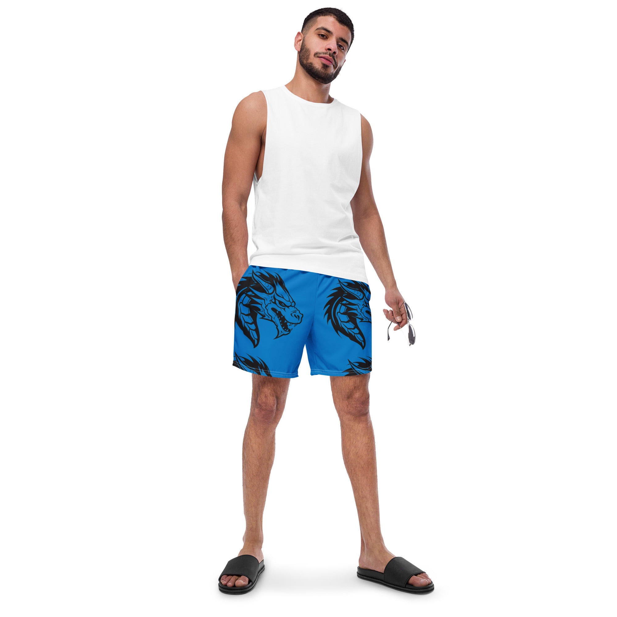 Blue Dragon Swim Trunks | Fantasy Dragon Boardshorts for Men - Caster Coast