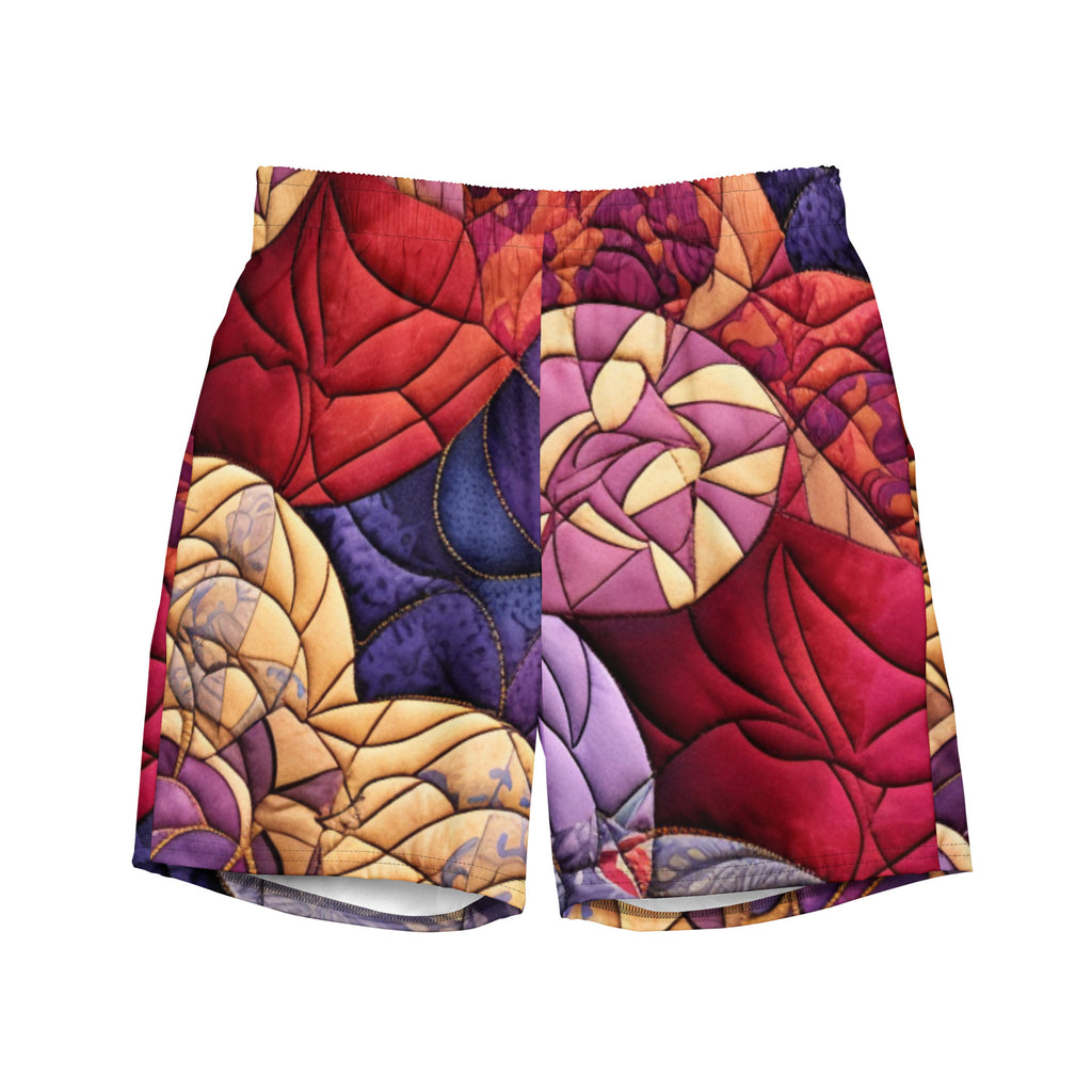 Grandma's Quilt Swim Trunks | Cozy Pattern Boardshorts for Men - Caster Coast