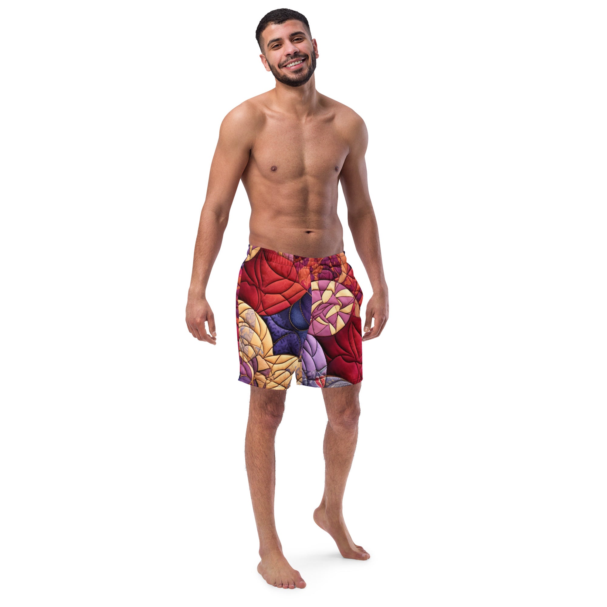 Grandma's Quilt Swim Trunks | Cozy Pattern Boardshorts for Men - Caster Coast