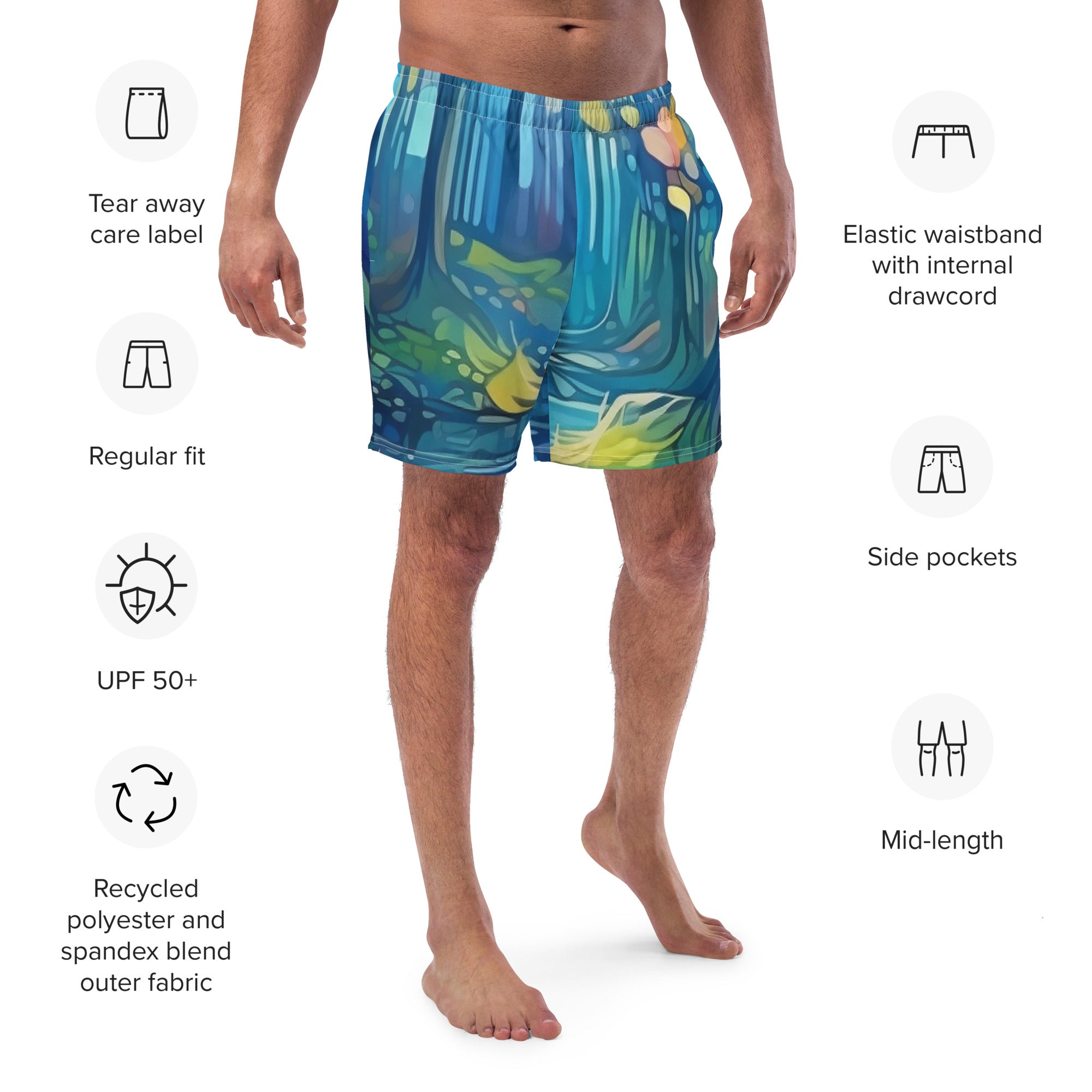 Elven Forest Swim Trunks | LOTR Fantasy Boardshorts for Men - Caster Coast