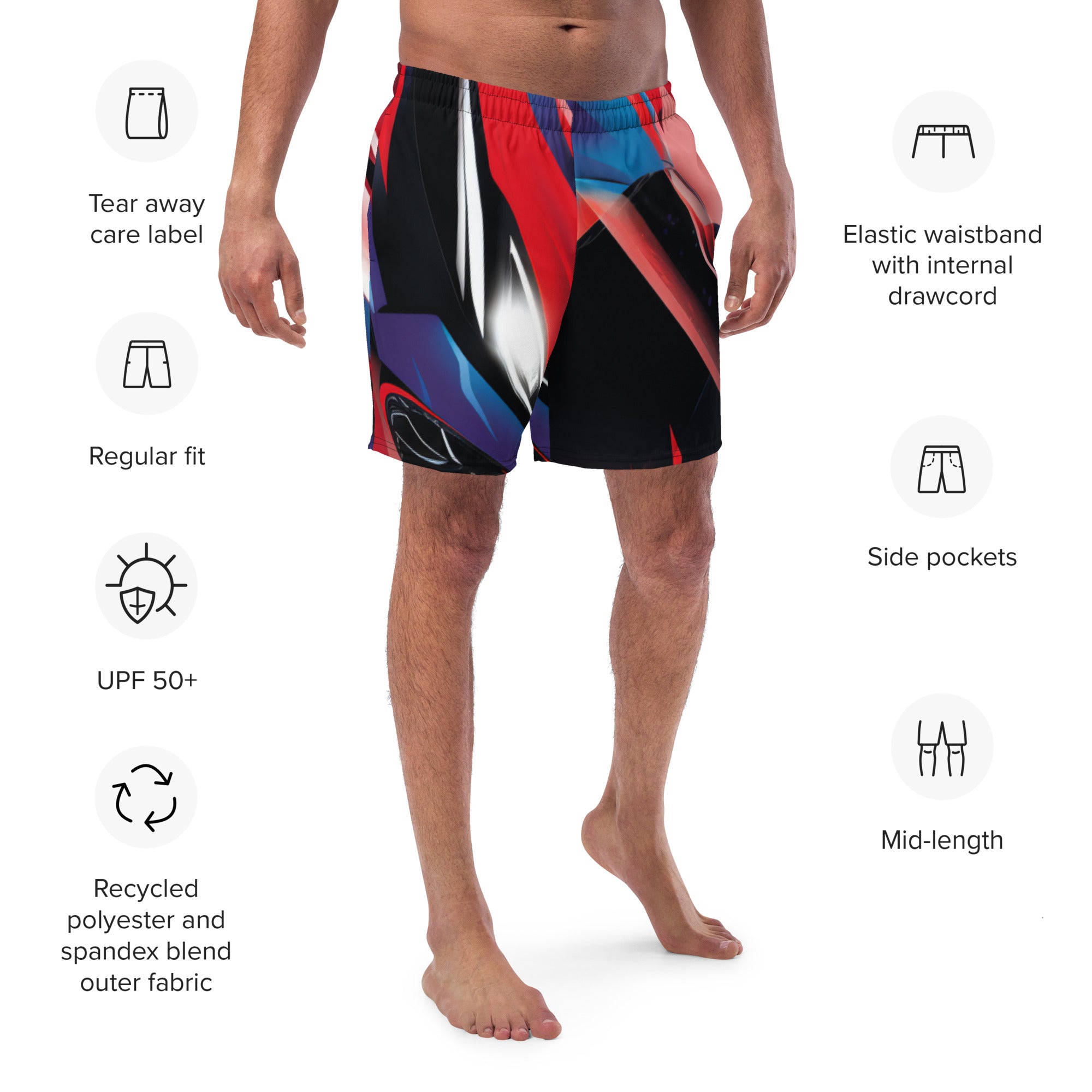 Supercar Swim Trunks | Racing Car Boardshorts for Men