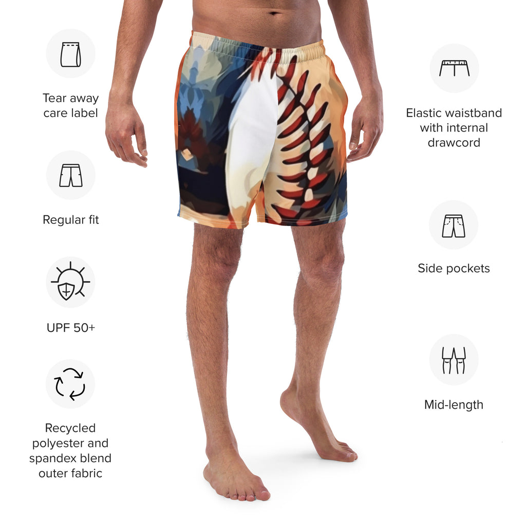 Be the Baseball Swim Trunks | Sports Fan Boardshorts for Men - Caster Coast