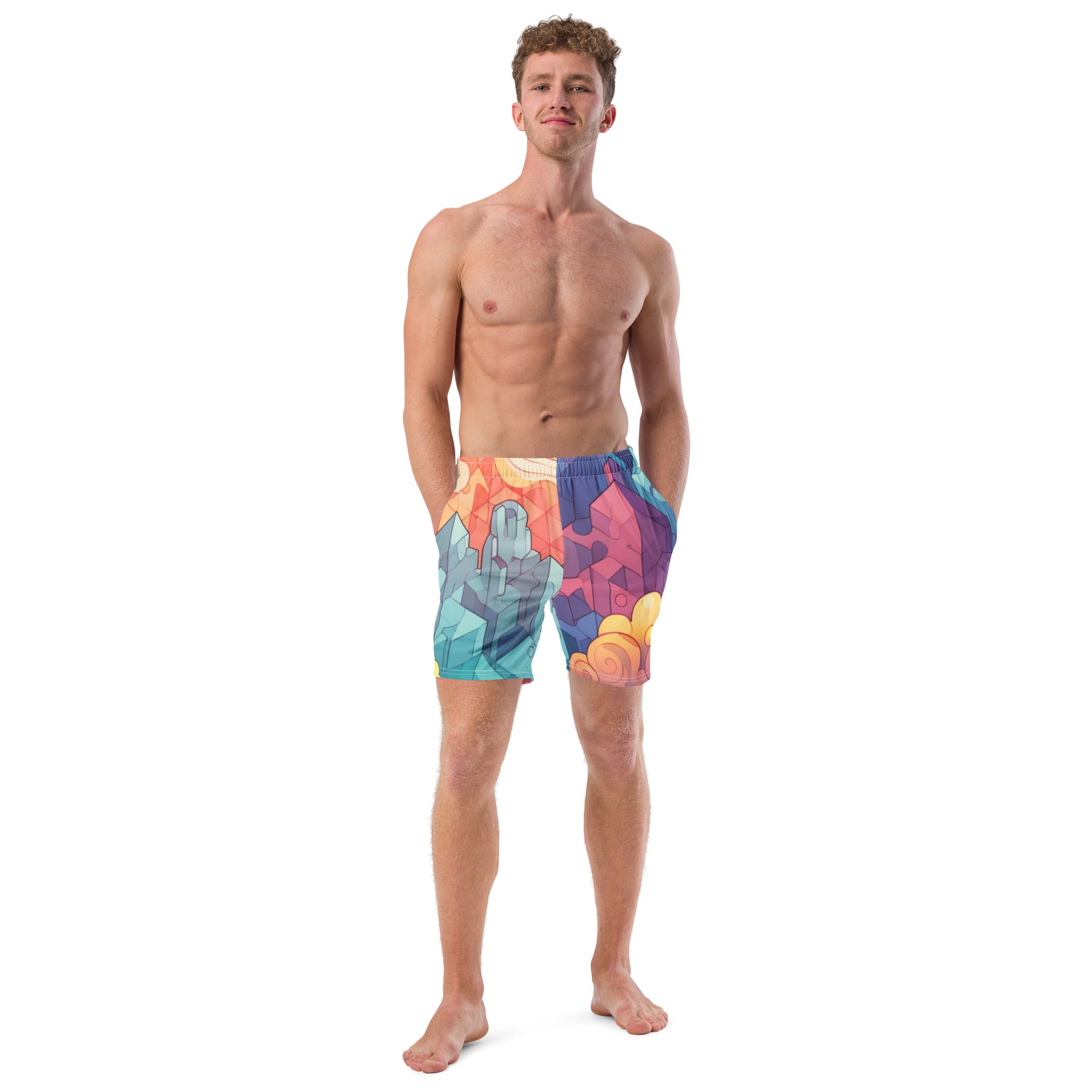 Crystal Cave Swim Trunks | Fantasy Gemstone Boardshorts for Men - Caster Coast