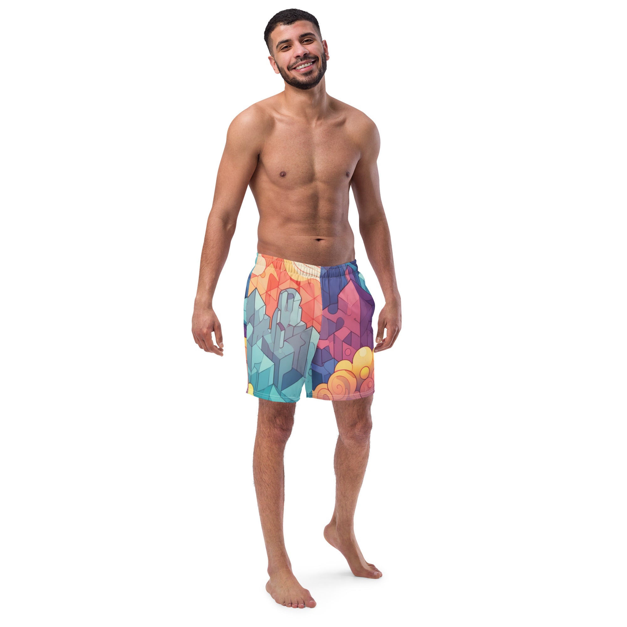 Crystal Cave Swim Trunks | Fantasy Gemstone Boardshorts for Men - Caster Coast