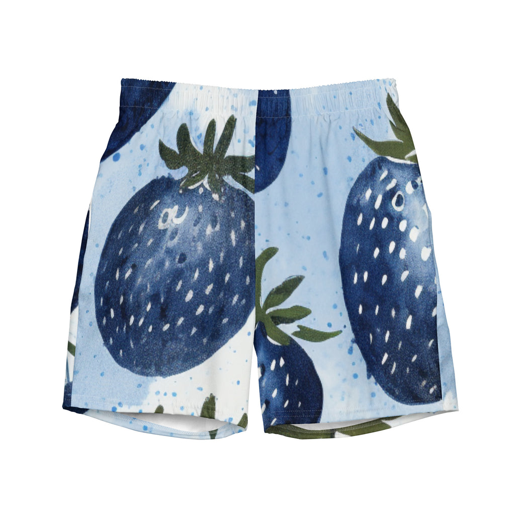 Blue Strawberries Swim Trunks | Quirky Fun Boardshorts for Men - Caster Coast