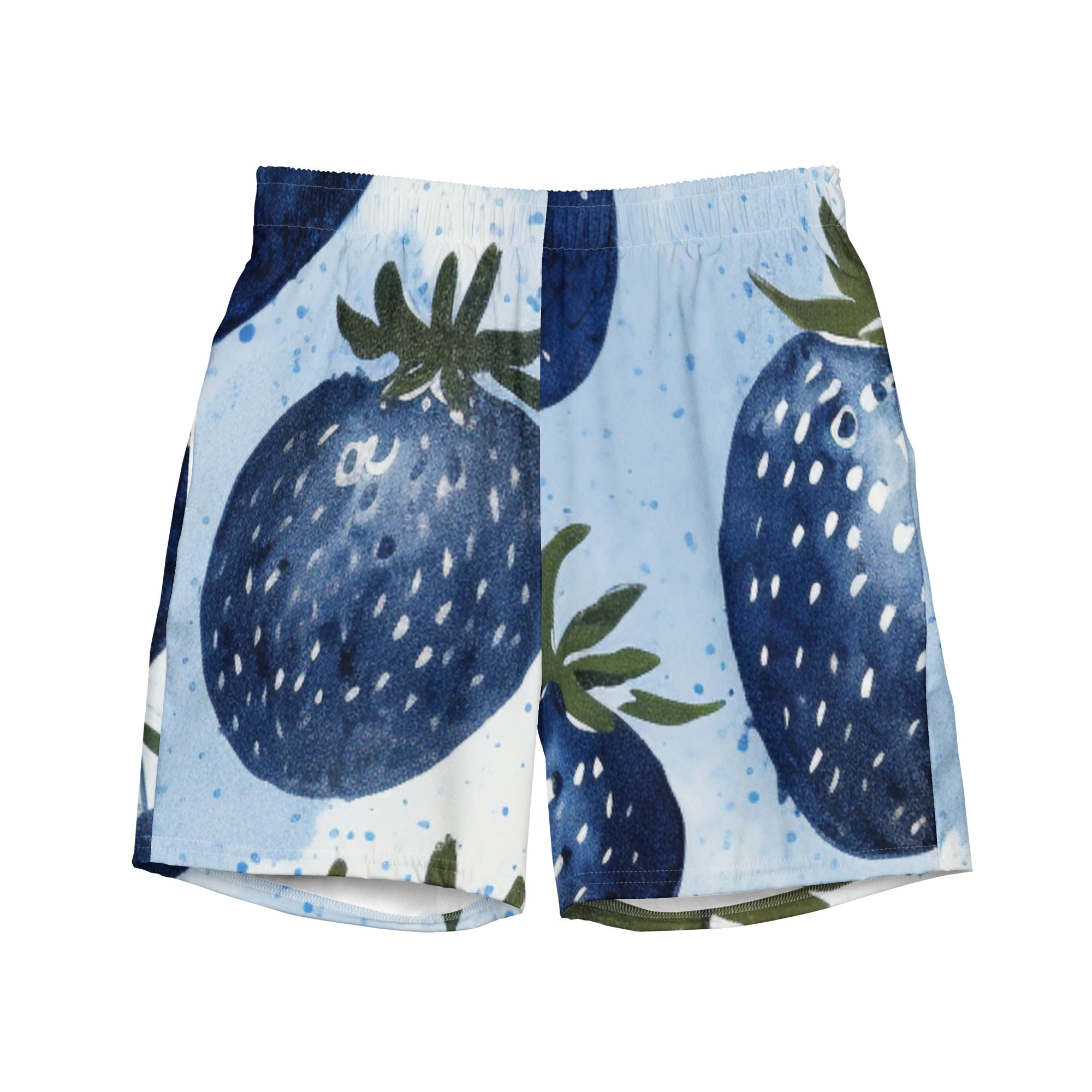 Blue Strawberries Swim Trunks | Quirky Fun Boardshorts for Men - Caster Coast