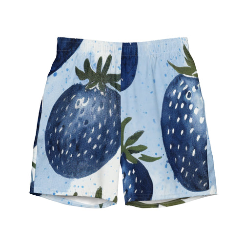 Blue Strawberries Swim Trunks | Quirky Fun Boardshorts for Men - Caster Coast