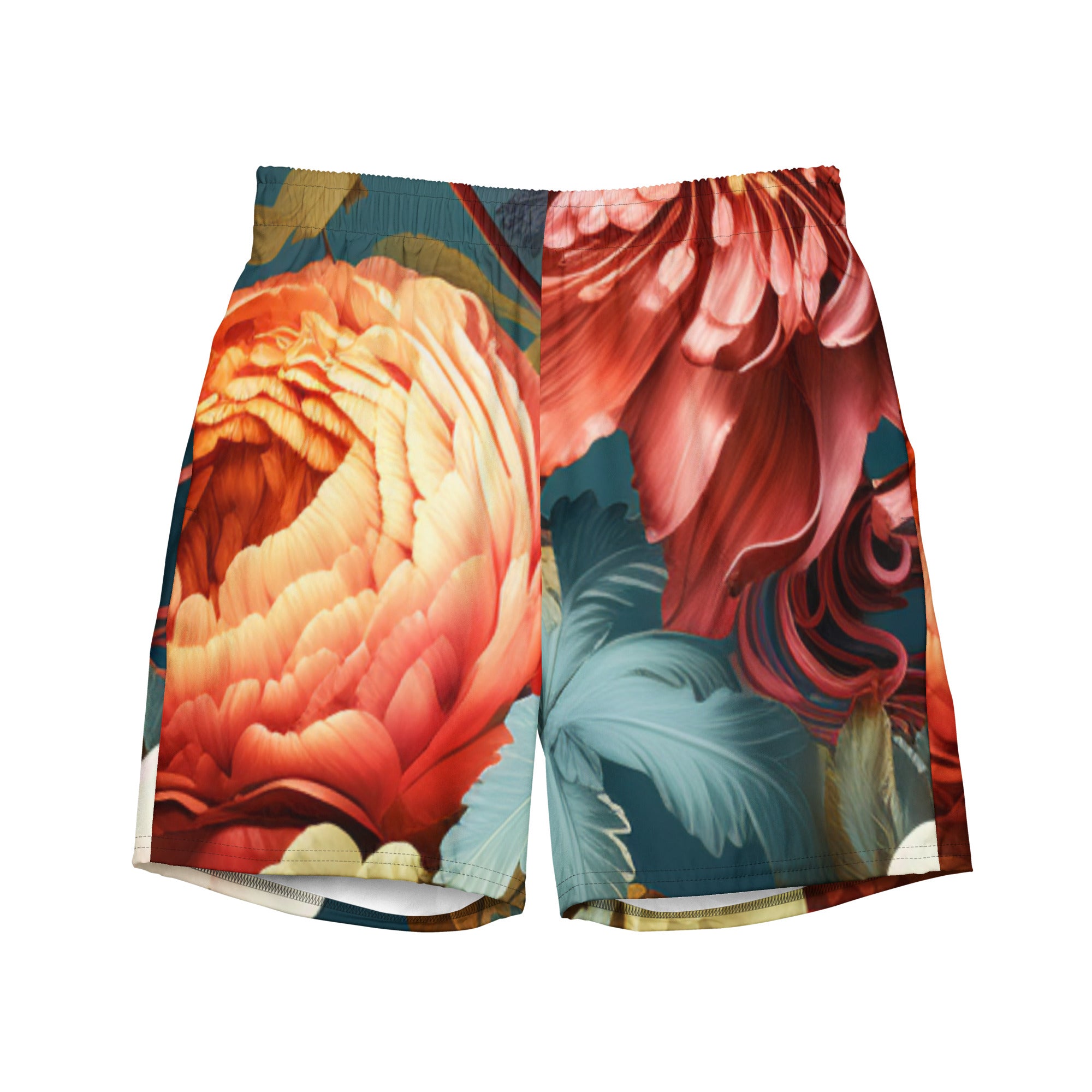 Flashy Floral Swim Trunks | Bold Tropical Boardshorts for Men - Caster Coast