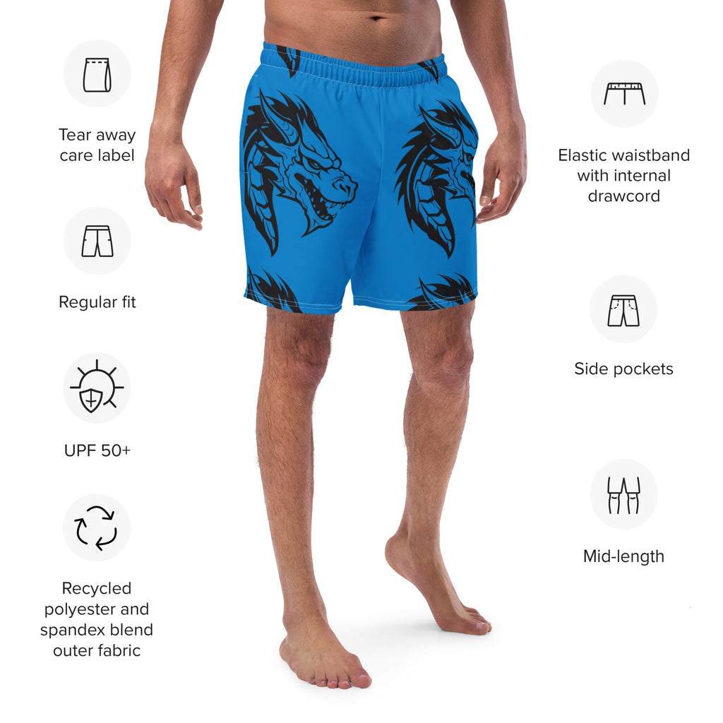 Blue Dragon Swim Trunks | Fantasy Dragon Boardshorts for Men - Caster Coast