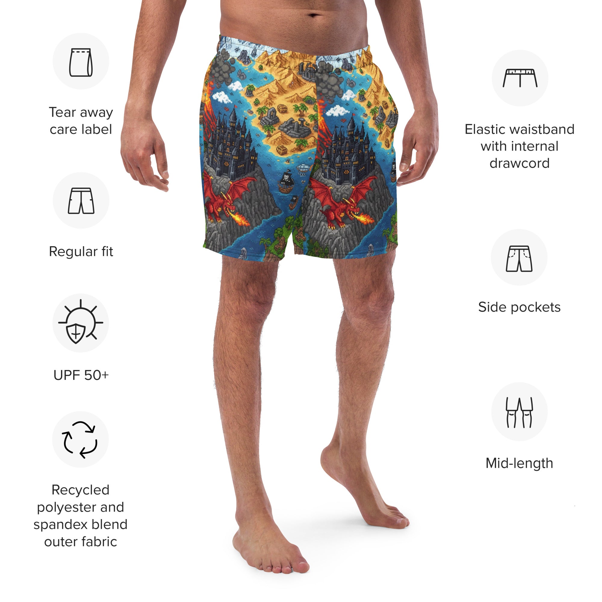 Middle - earth & Galaxy Far Far Away Map Boardshorts | LOTR & Star Wars Crossover - Caster Coast