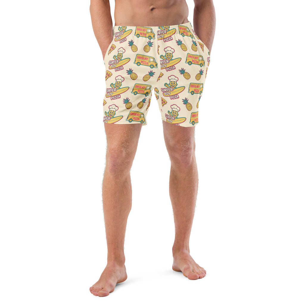 Surfer Boy Pizza Boardshorts | Funny Stranger Things Inspired Fan Gear - Caster Coast