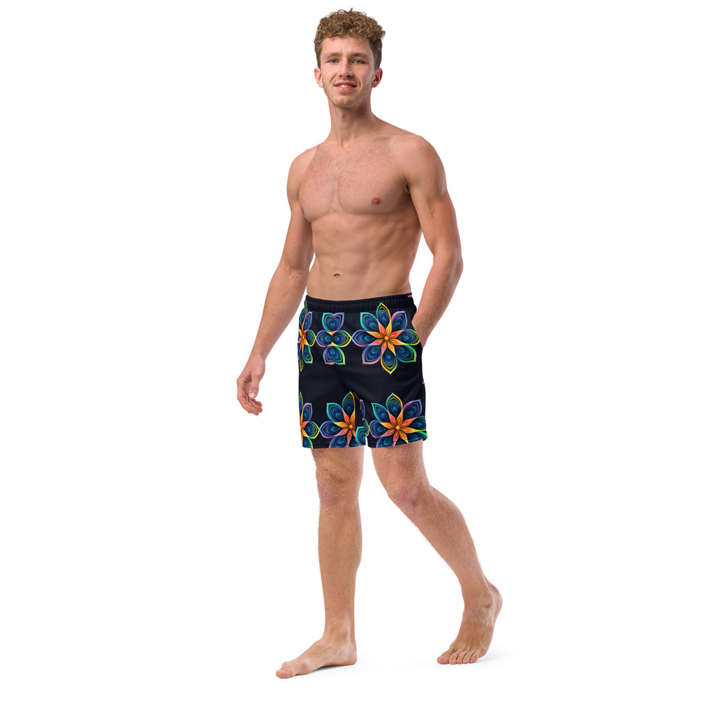 Flower Fun Swim Trunks | Colorful Floral Boardshorts for Men - Caster Coast