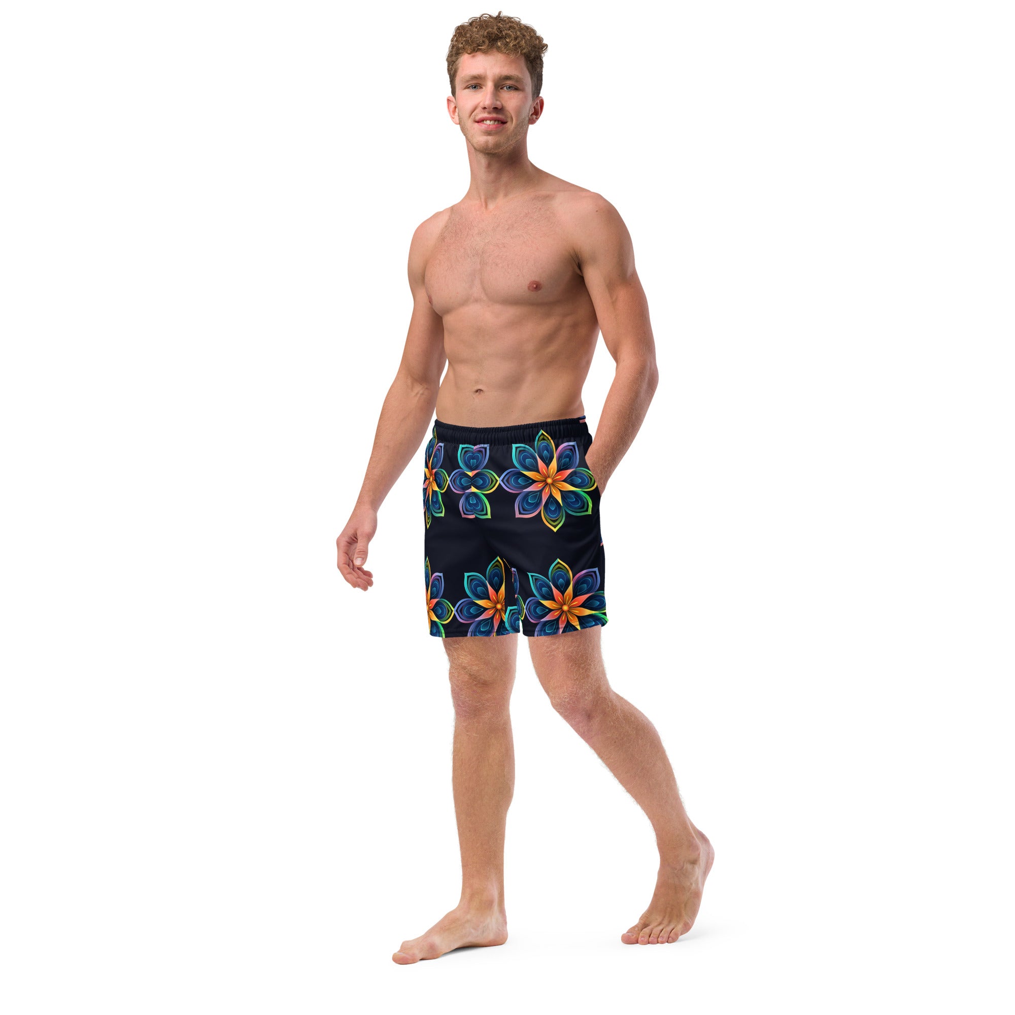 Flower Fun Swim Trunks | Colorful Floral Boardshorts for Men - Caster Coast