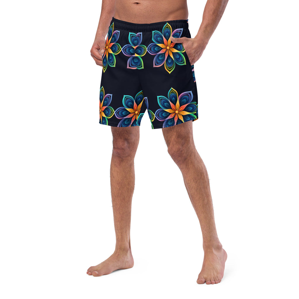 Flower Fun Swim Trunks | Colorful Floral Boardshorts for Men - Caster Coast