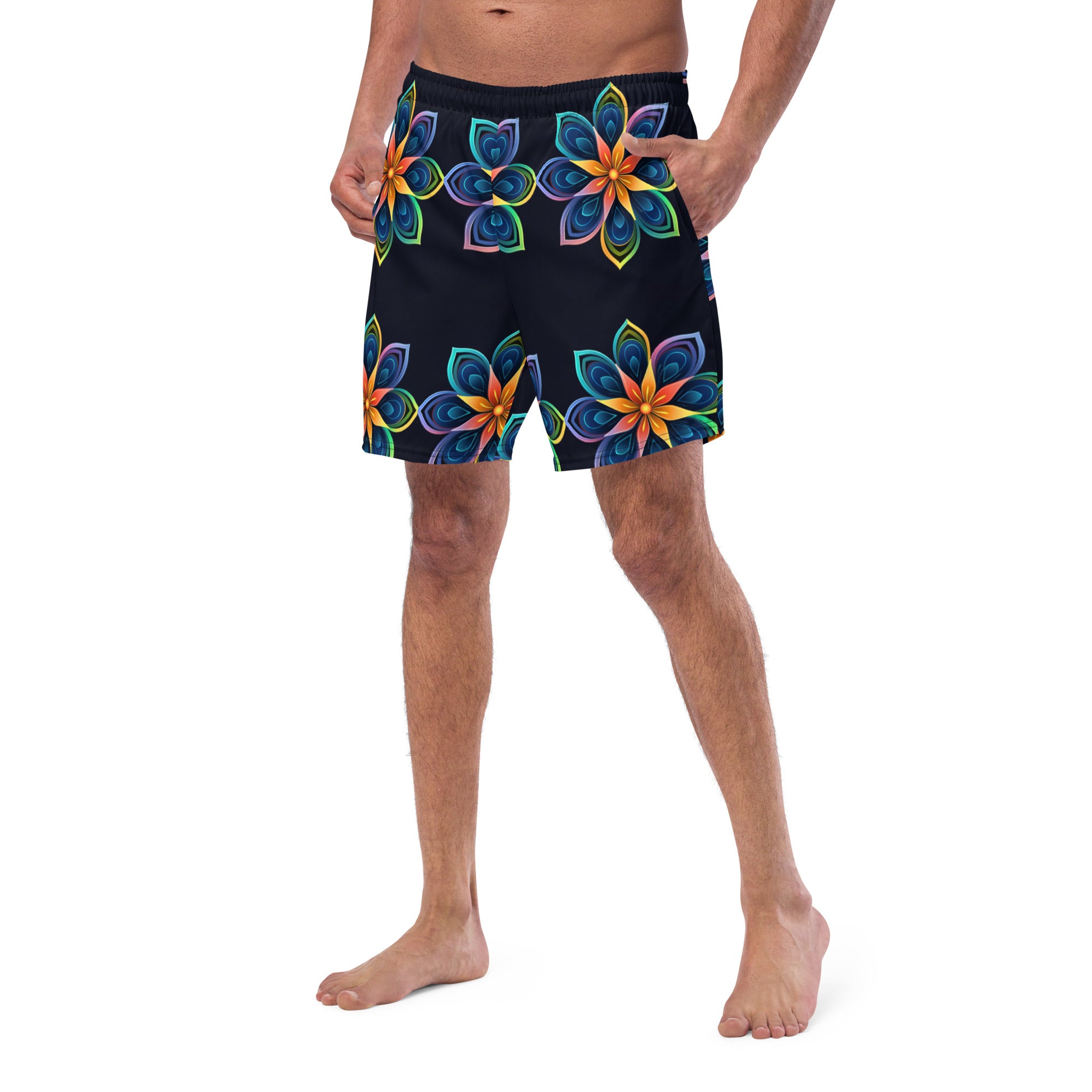 Flower Fun Swim Trunks | Colorful Floral Boardshorts for Men - Caster Coast