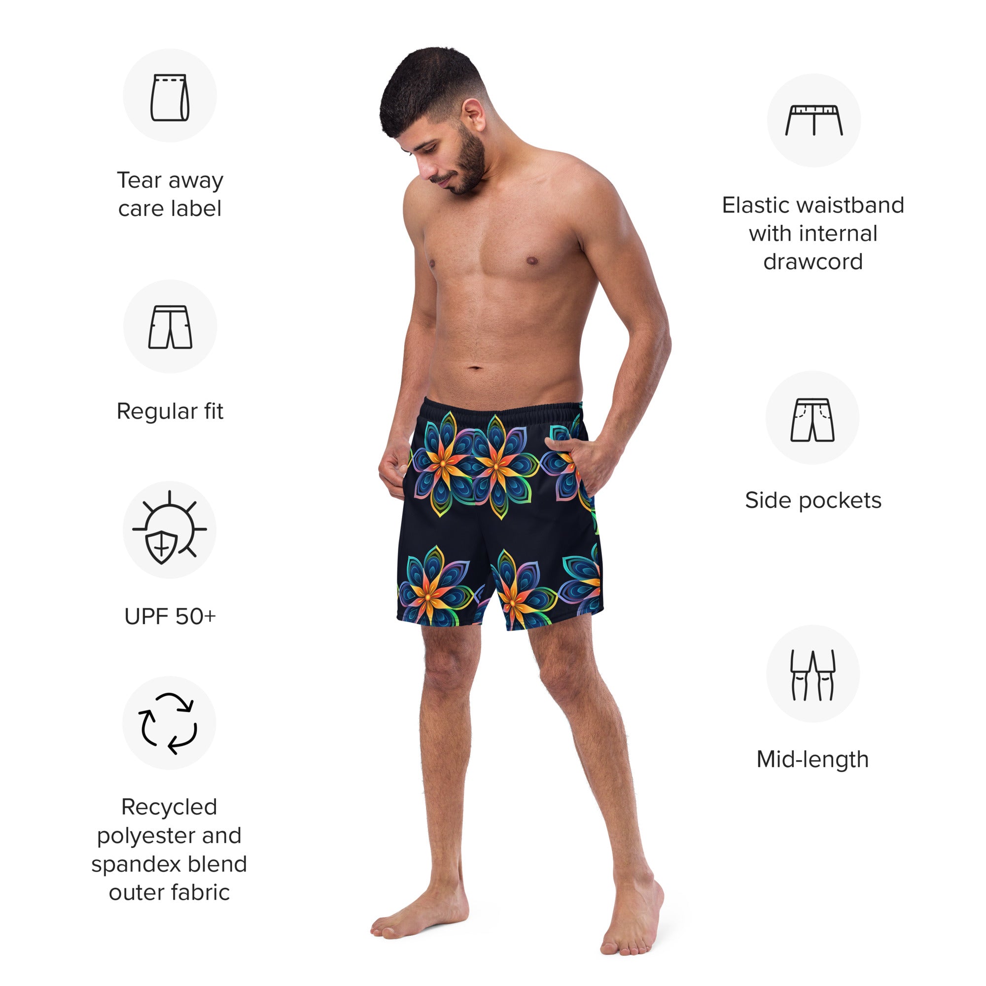 Flowers Swim Trunks | Floral Boardshorts for Men - Caster Coast