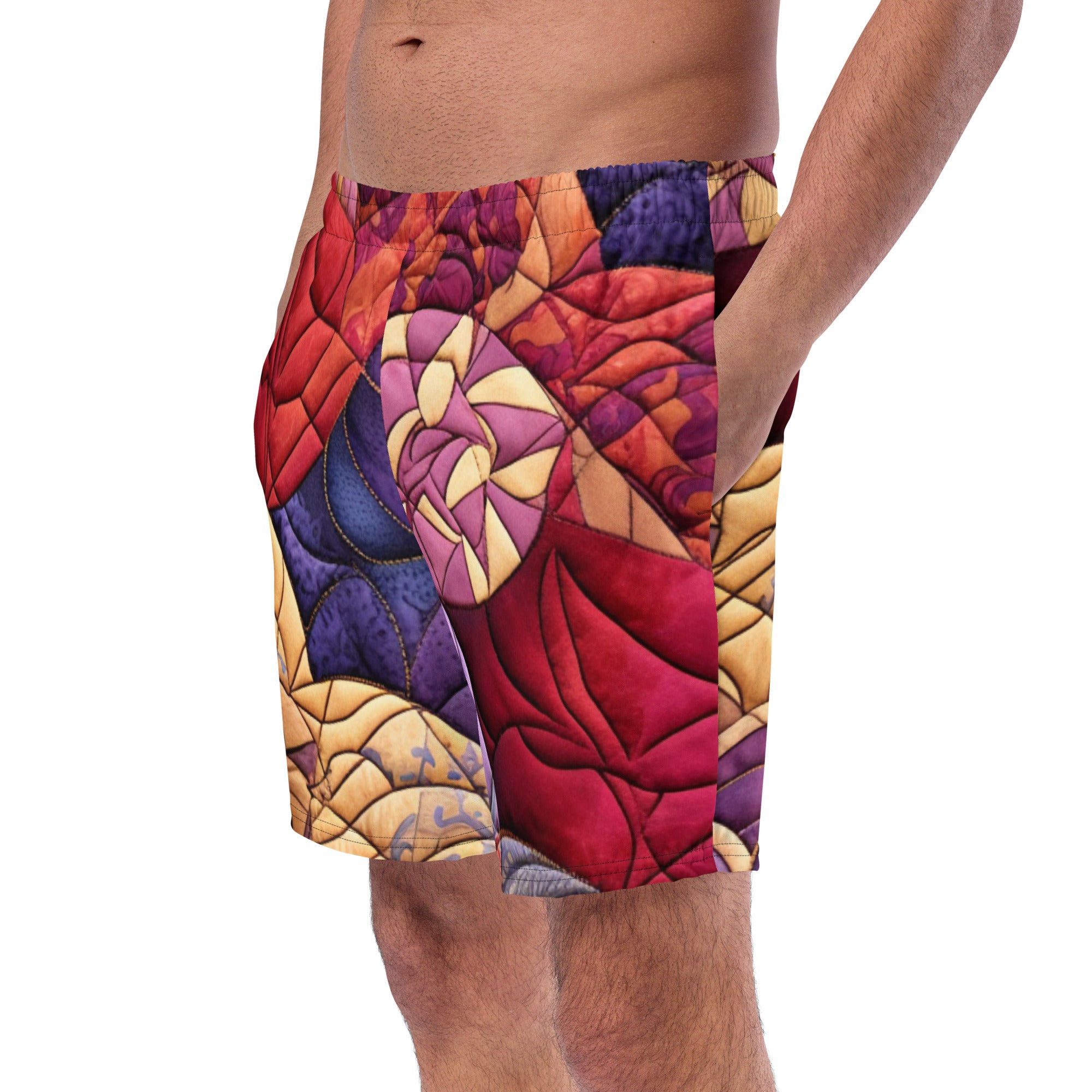 Grandma's Quilt Swim Trunks | Cozy Pattern Boardshorts for Men - Caster Coast