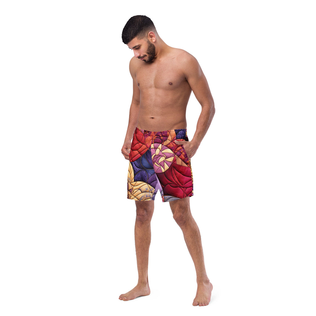 Grandma's Quilt Swim Trunks | Cozy Pattern Boardshorts for Men - Caster Coast