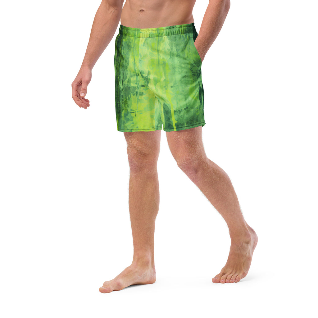 Green Screen Swim Trunks | Bold Color Block Boardshorts for Men - Caster Coast