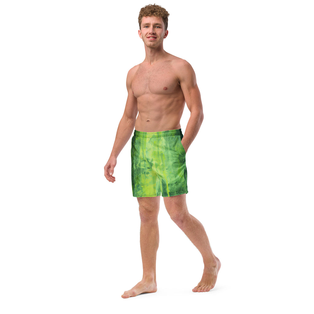 Green Screen Swim Trunks | Bold Color Block Boardshorts for Men - Caster Coast