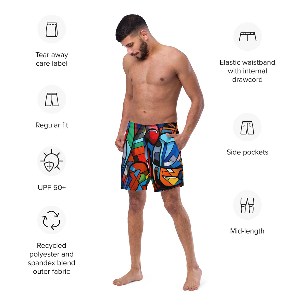 Abstract Heroes Swim Trunks | Superhero Art Boardshorts for Men - Caster Coast